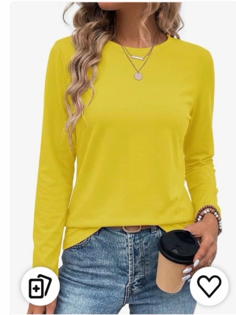 Women’s Long Sleeve Crewneck Top in Bright Yellow